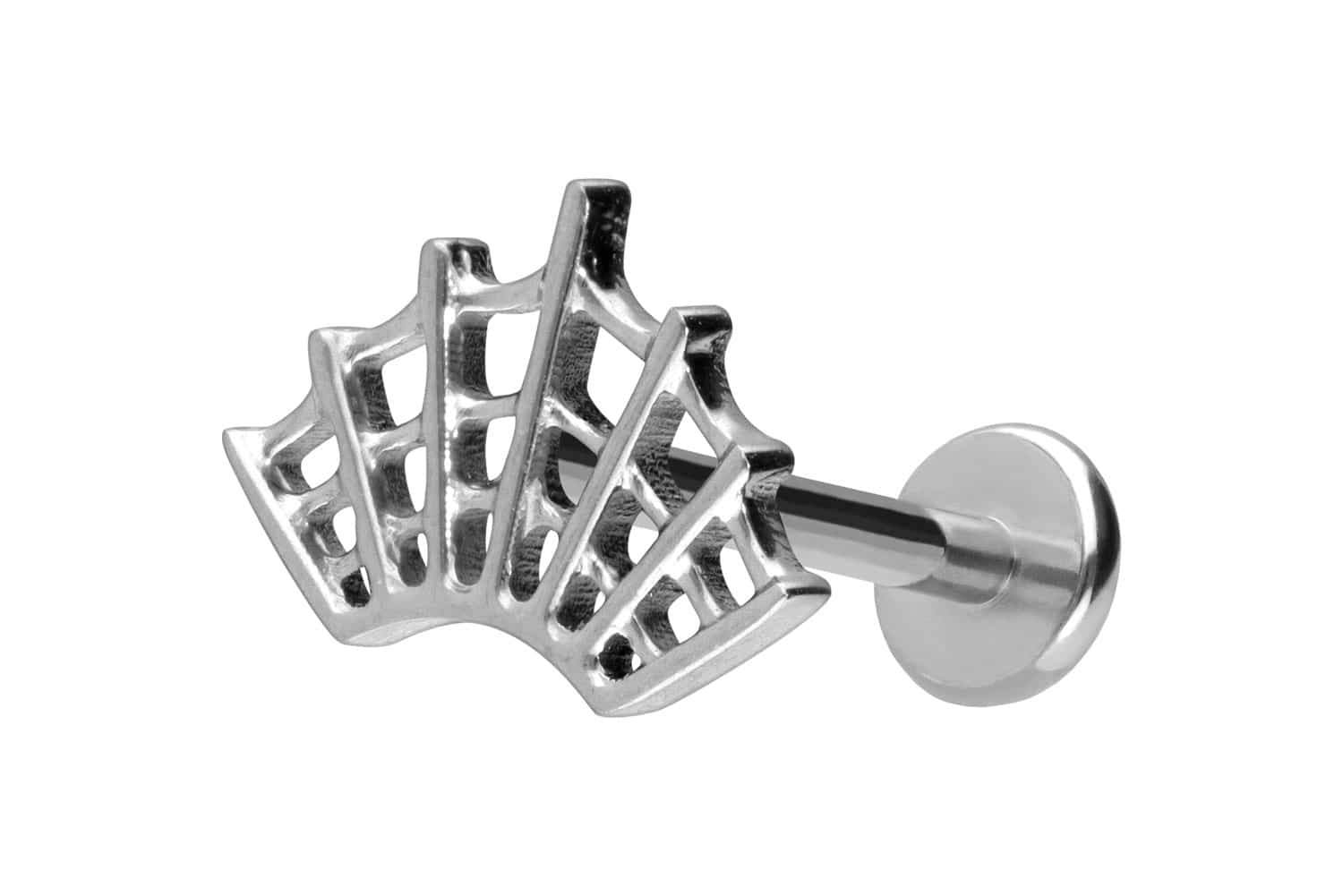 Titan Labret Piercing mit Push Fit SPINNENNETZ